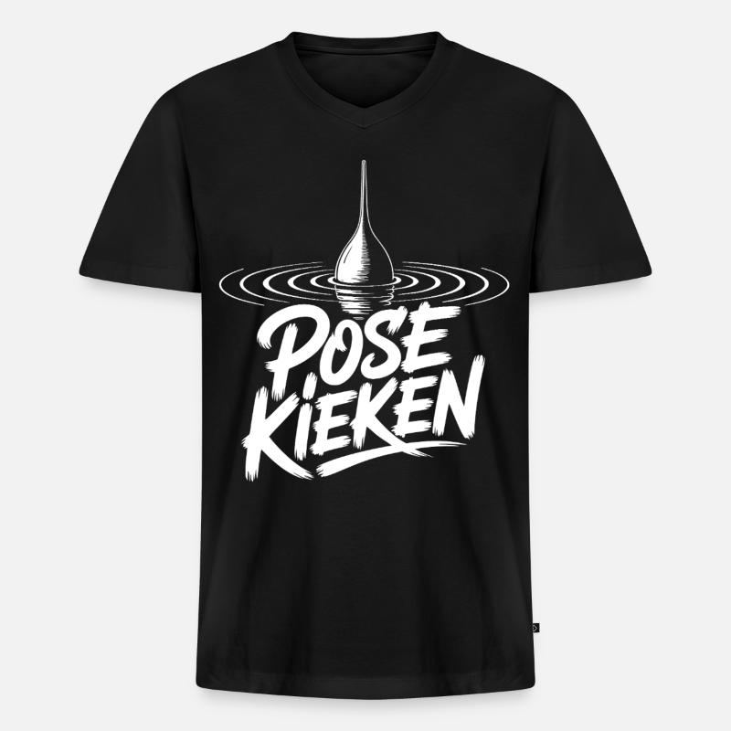 Angler Pose Design - Männer Premium Bio T-Shirt mit V-Ausschnitt - Schwarz