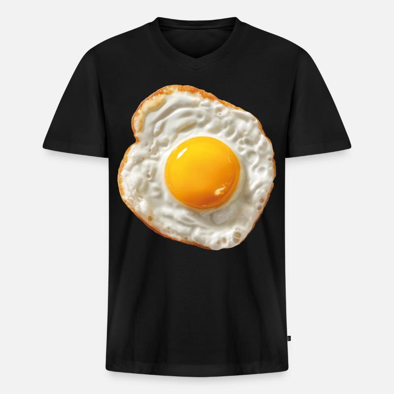 Spiegelei - Männer Premium Bio T-Shirt mit V-Ausschnitt - Schwarz