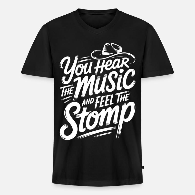 Music & Stomp - Männer Premium Bio T-Shirt mit V-Ausschnitt - Schwarz