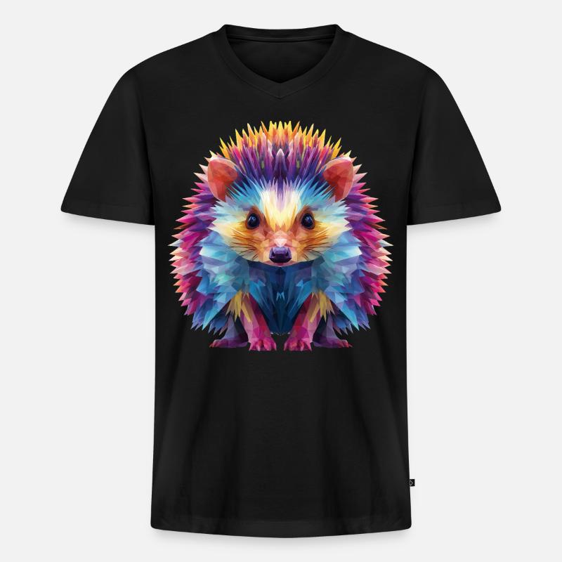 Igel  - Männer Premium Bio T-Shirt mit V-Ausschnitt - Schwarz