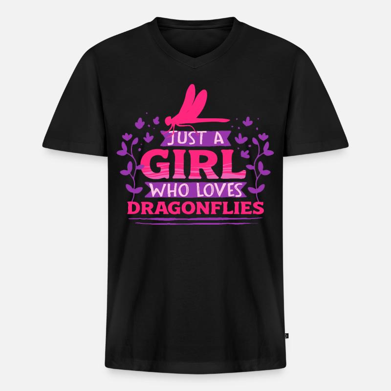 Libelle Libellen - Männer Premium Bio T-Shirt mit V-Ausschnitt - Schwarz