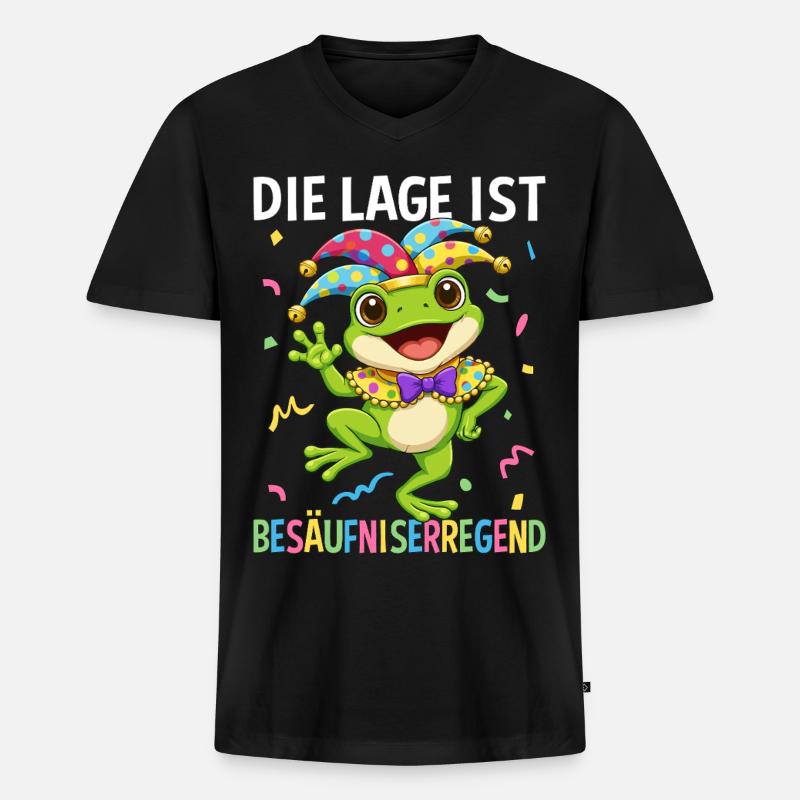 Die Lage Ist Besäufniserregend - Männer Premium Bio T-Shirt mit V-Ausschnitt - Schwarz