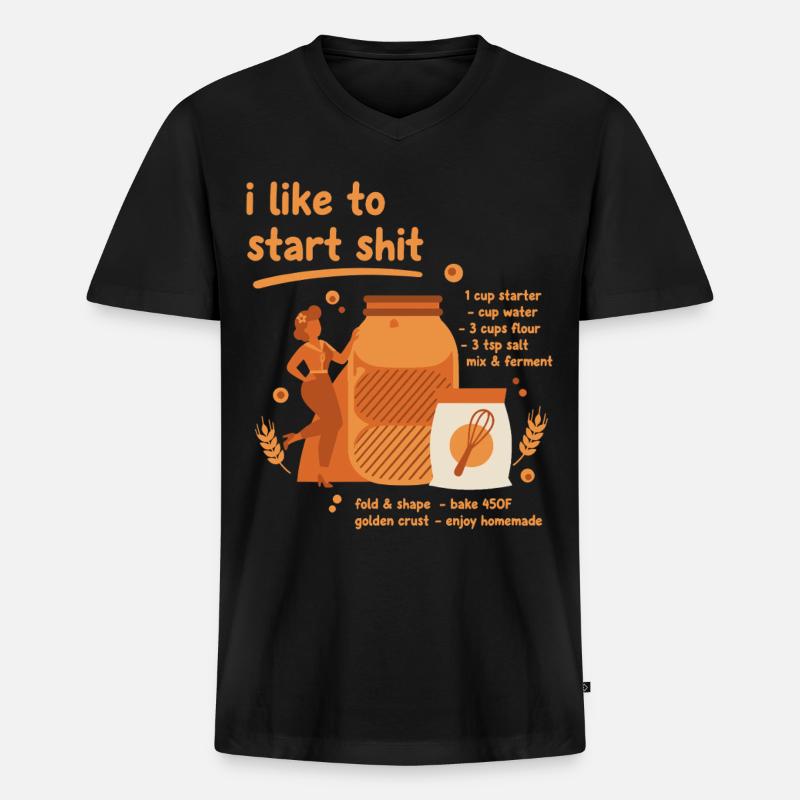 Sauerteigbrot Backbäcker Sauerteigstarter - Männer Premium Bio T-Shirt mit V-Ausschnitt - Schwarz