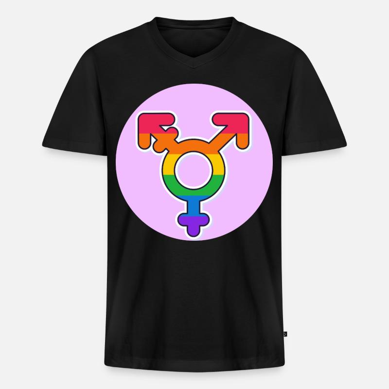 Transgender Pride Regenbogen Symbol - Männer Premium Bio T-Shirt mit V-Ausschnitt - Schwarz