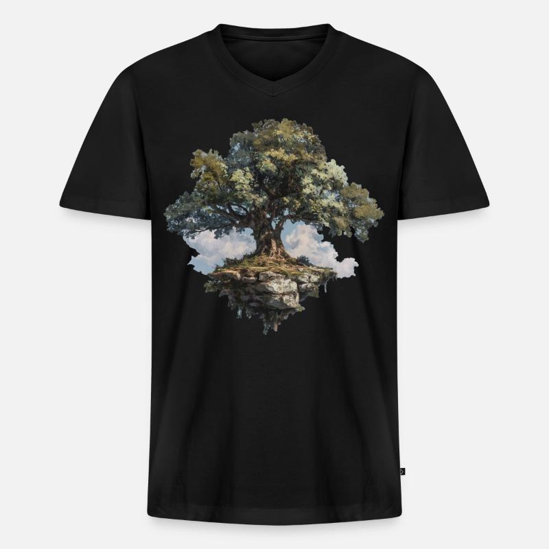 Baum - Männer Premium Bio T-Shirt mit V-Ausschnitt - Schwarz