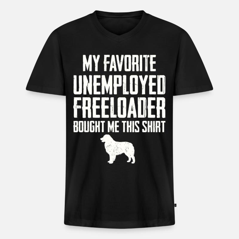 Lustiger Australian Shepherd Schmarotzer - Männer Premium Bio T-Shirt mit V-Ausschnitt - Schwarz
