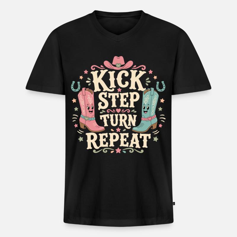 Kick Step Turn Repeat - Männer Premium Bio T-Shirt mit V-Ausschnitt - Schwarz