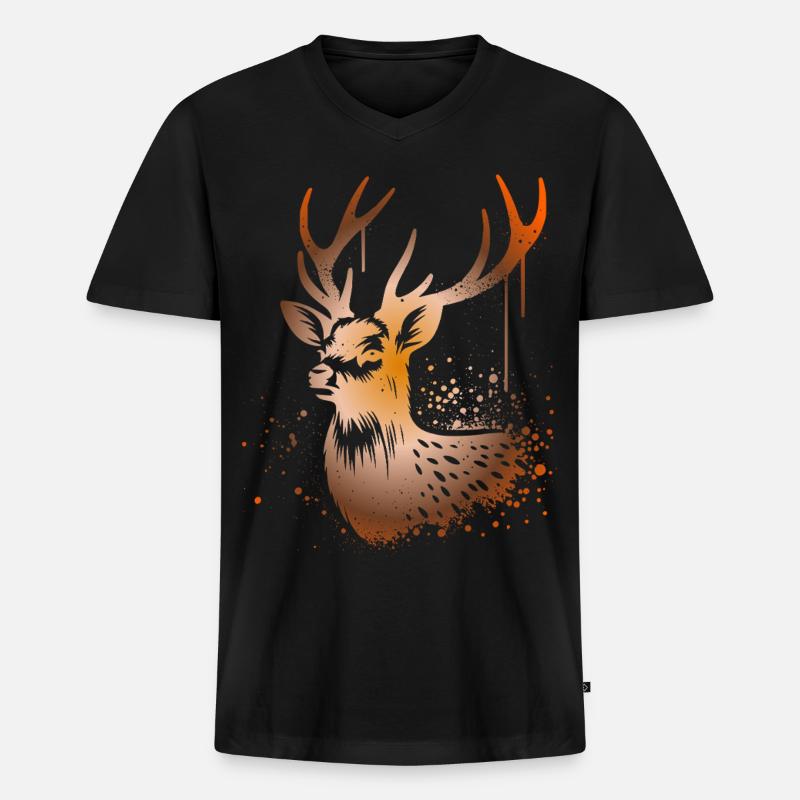 Sikahirsch Sika Deer - Männer Premium Bio T-Shirt mit V-Ausschnitt - Schwarz