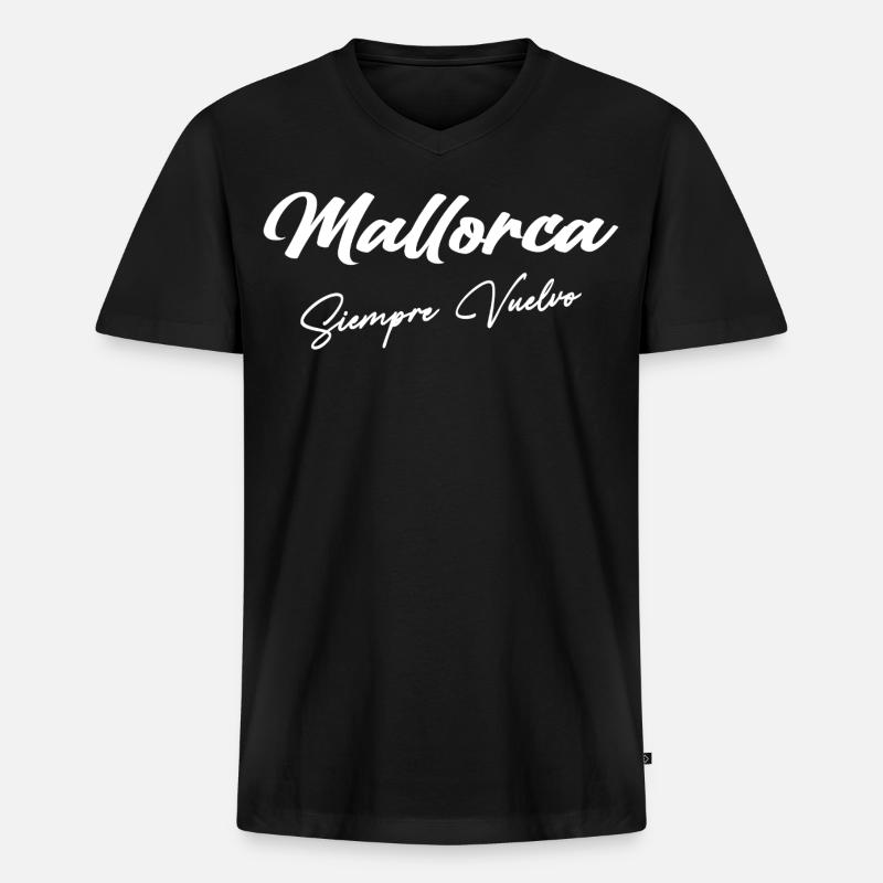 Mallorca - Männer Premium Bio T-Shirt mit V-Ausschnitt - Schwarz