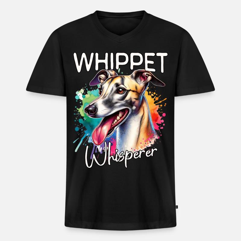 Windhund Flüsterer - Männer Premium Bio T-Shirt mit V-Ausschnitt - Schwarz