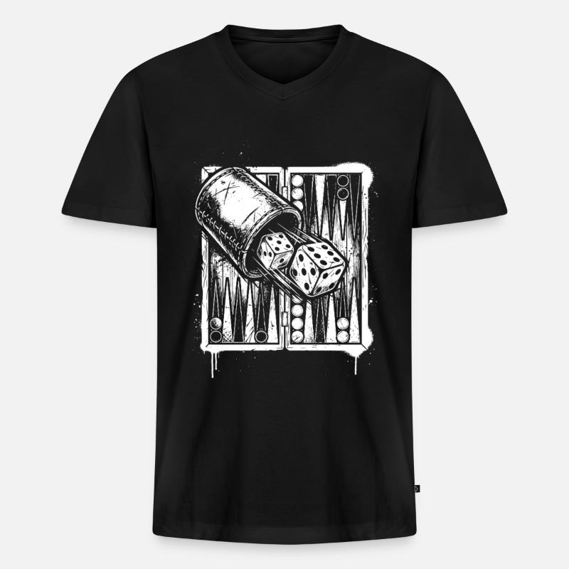Backgammon | Brettspiel | Geschenk - Männer Premium Bio T-Shirt mit V-Ausschnitt - Schwarz
