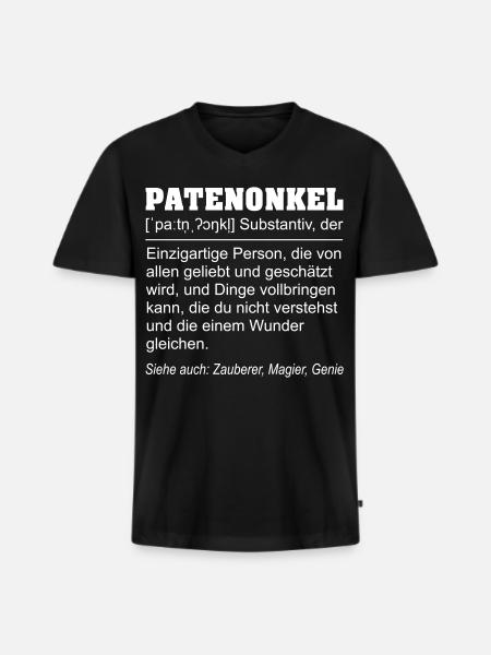 Lustige Patenonkel Definition Geschenkidee - Männer Premium Bio T-Shirt mit V-Ausschnitt - Schwarz