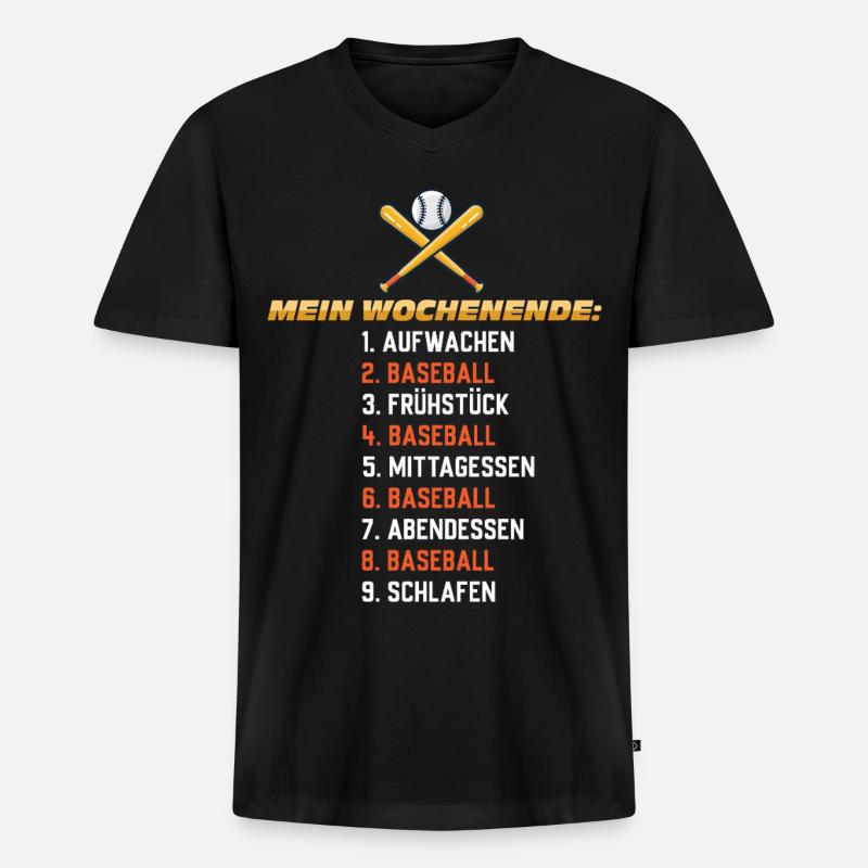 Baseball Wochenende – Mein Plan - Männer Premium Bio T-Shirt mit V-Ausschnitt - Schwarz
