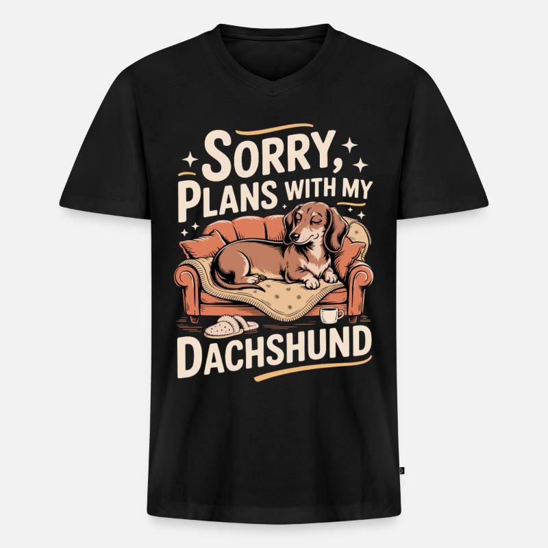 Dackel statt Pläne - Männer Premium Bio T-Shirt mit V-Ausschnitt - Schwarz