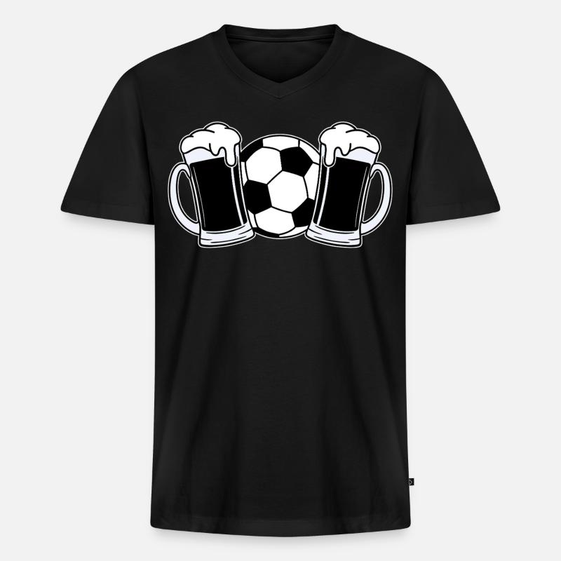 Fußball Bier - Männer Premium Bio T-Shirt mit V-Ausschnitt - Schwarz