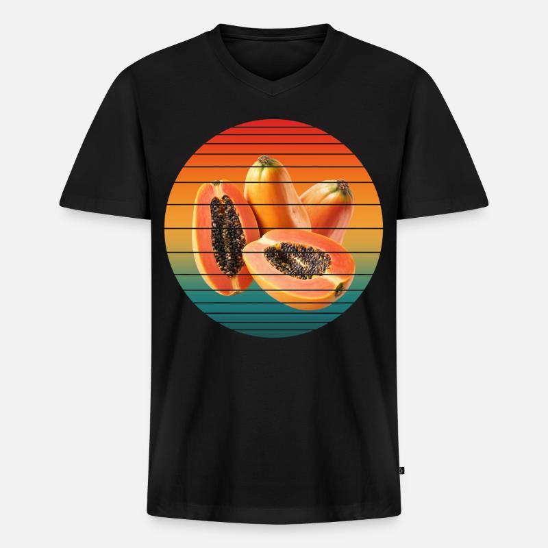 Papayafrucht - Männer Premium Bio T-Shirt mit V-Ausschnitt - Schwarz
