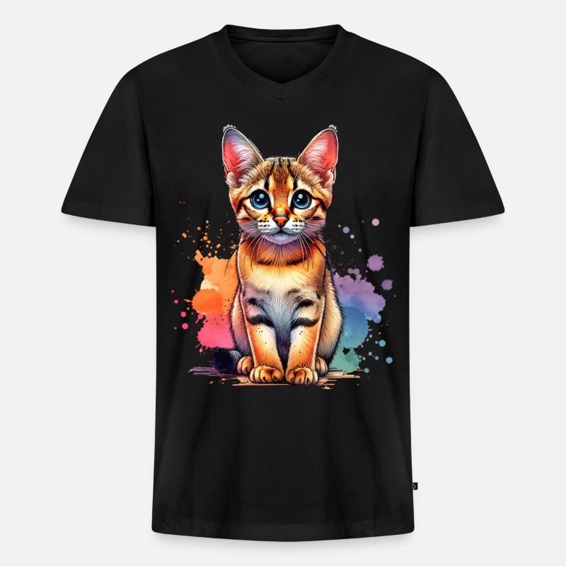 Savannah Katze Geschenk - Männer Premium Bio T-Shirt mit V-Ausschnitt - Schwarz