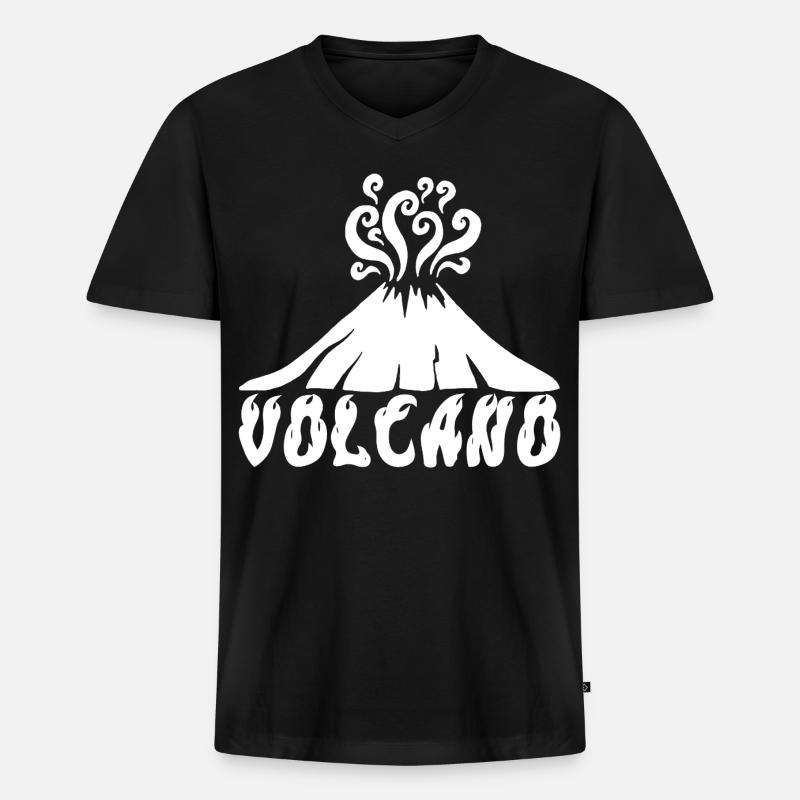 Weißer Vulkan - Männer Premium Bio T-Shirt mit V-Ausschnitt - Schwarz