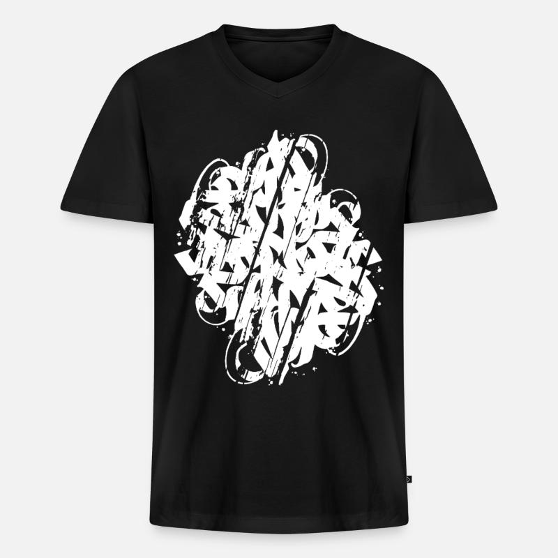 SCHMUTZIGE ABSTRAKTE KALLIGRAPHIEFORM - Männer Premium Bio T-Shirt mit V-Ausschnitt - Schwarz