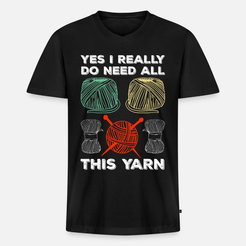Ja, ich brauch all das Garn - Männer Premium Bio T-Shirt mit V-Ausschnitt - Schwarz
