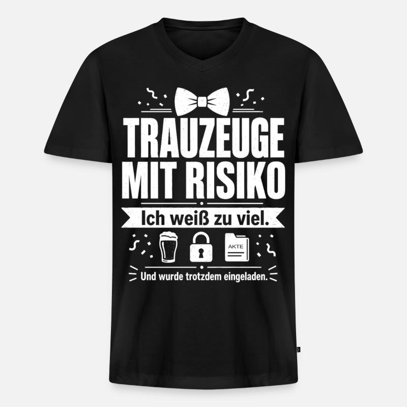 Trauzeuge mit Risiko - Männer Premium Bio T-Shirt mit V-Ausschnitt - Schwarz