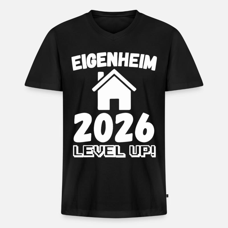 Eigenheim 2026 Level Up - Männer Premium Bio T-Shirt mit V-Ausschnitt - Schwarz