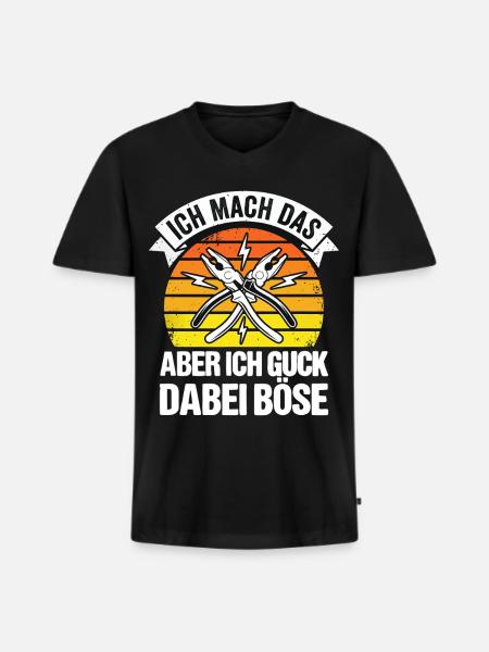 Handwerker Sprüche Zange Retro - Männer Premium Bio T-Shirt mit V-Ausschnitt - Schwarz