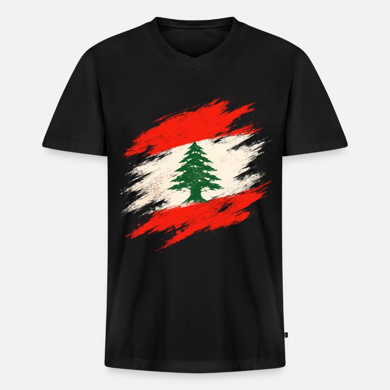 Libanon Libanese - Männer Premium Bio T-Shirt mit V-Ausschnitt - Schwarz