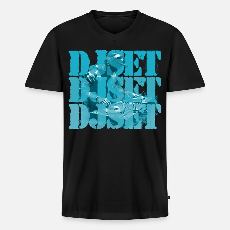 DJ Set - Männer Premium Bio T-Shirt mit V-Ausschnitt - Schwarz