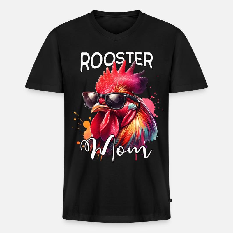Hahn Mama - Männer Premium Bio T-Shirt mit V-Ausschnitt - Schwarz