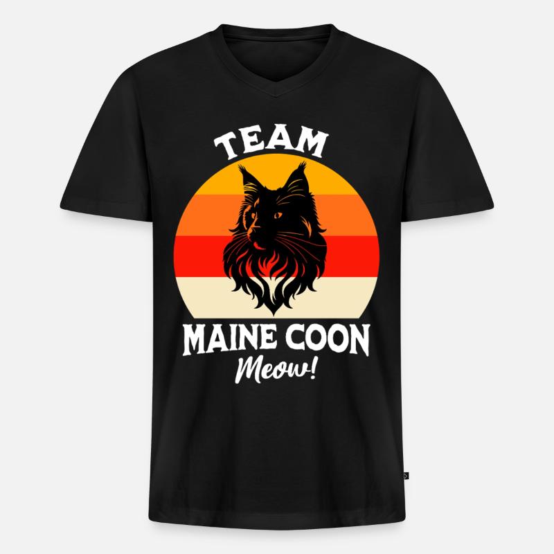 Team Maine Coon - Männer Premium Bio T-Shirt mit V-Ausschnitt - Schwarz