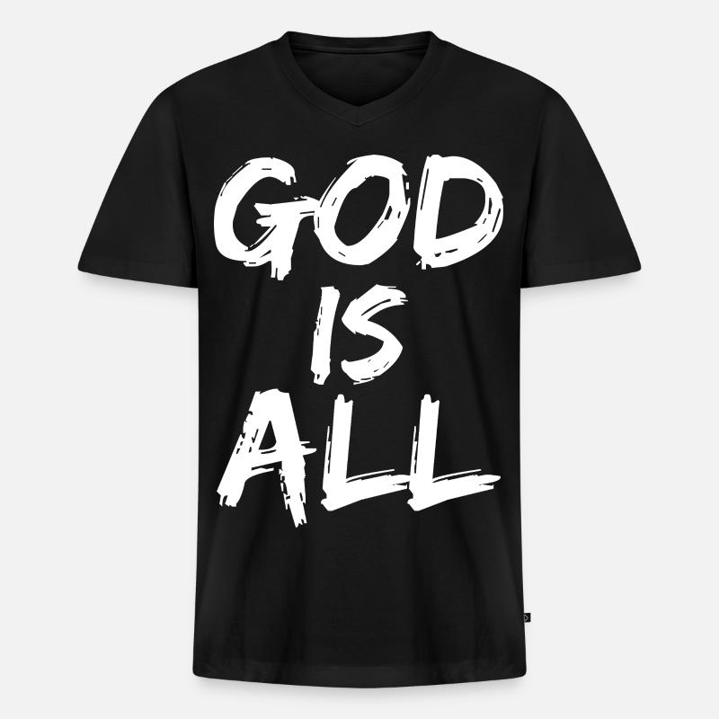 god is all - Männer Premium Bio T-Shirt mit V-Ausschnitt - Schwarz
