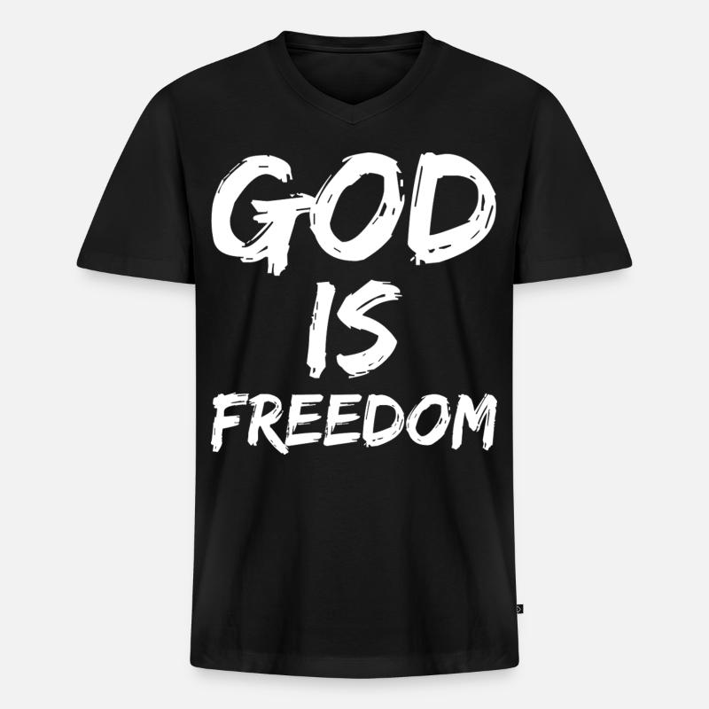 god is freedom - Männer Premium Bio T-Shirt mit V-Ausschnitt - Schwarz