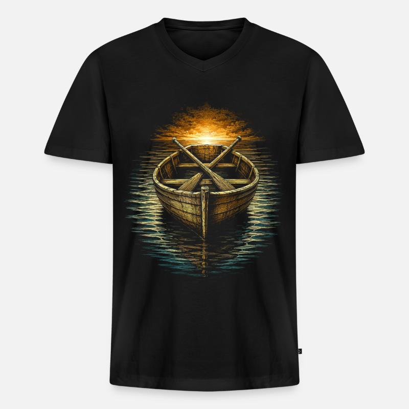 Kaplan Kleriker Pfarrer Boot - Männer Premium Bio T-Shirt mit V-Ausschnitt - Schwarz