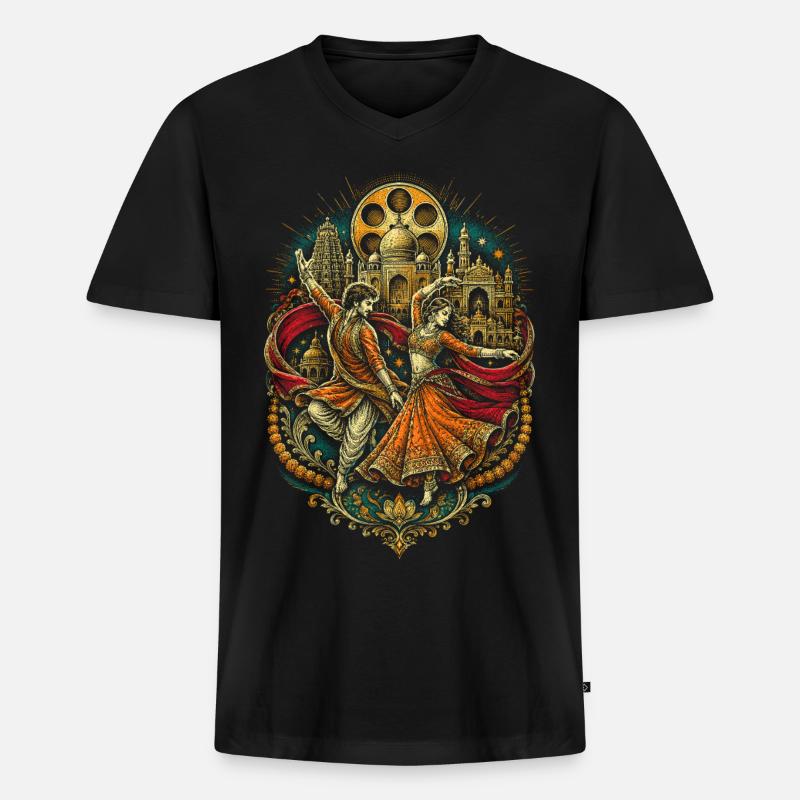 Bollywood - Männer Premium Bio T-Shirt mit V-Ausschnitt - Schwarz