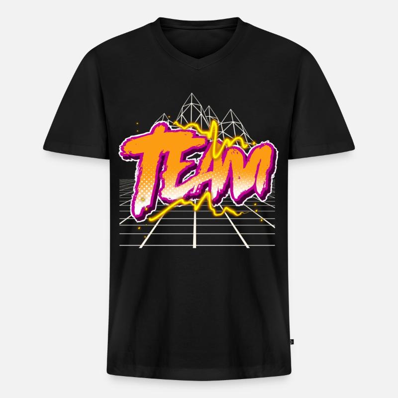 Team - Männer Premium Bio T-Shirt mit V-Ausschnitt - Schwarz