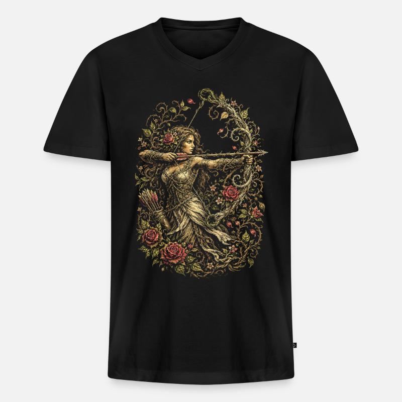 Bogenschießen Bogenschütze - Männer Premium Bio T-Shirt mit V-Ausschnitt - Schwarz