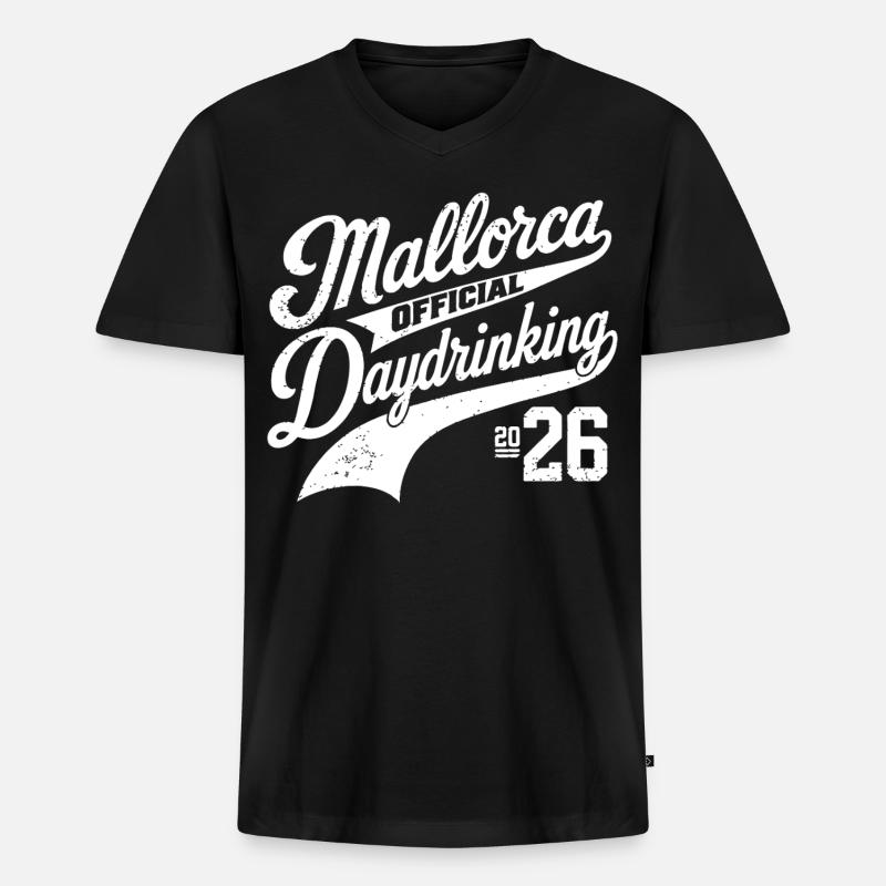 Malle 2026 Mallorca Daydrinking 2026 - Männer Premium Bio T-Shirt mit V-Ausschnitt - Schwarz