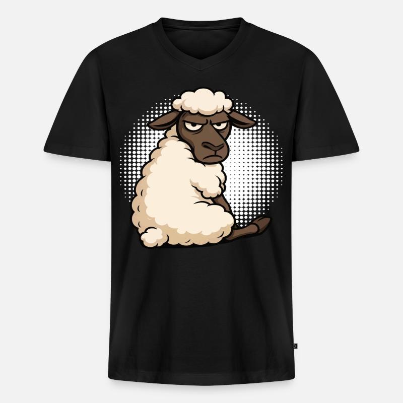 Schaf Schafe Schäfer Schafhalter Schafbock - Männer Premium Bio T-Shirt mit V-Ausschnitt - Schwarz