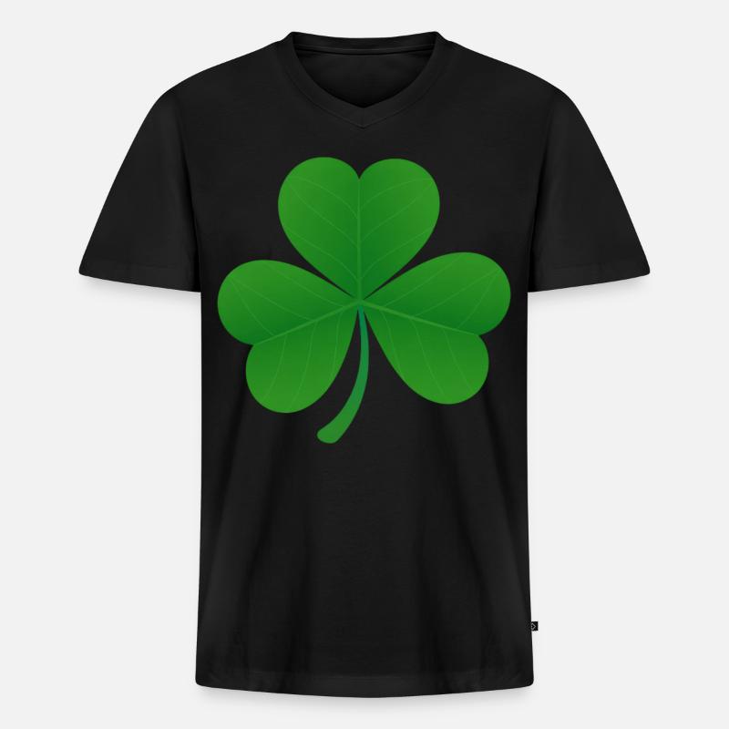 Kleeblatt - Männer Premium Bio T-Shirt mit V-Ausschnitt - Schwarz