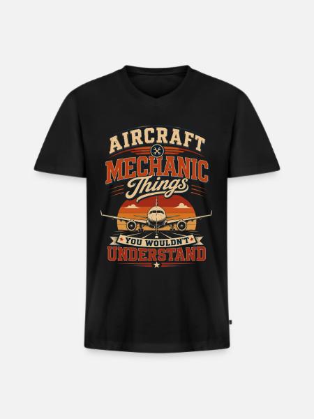 Flugzeugwartung Instandhaltung Luftfahrt Technik - Männer Premium Bio T-Shirt mit V-Ausschnitt - Schwarz