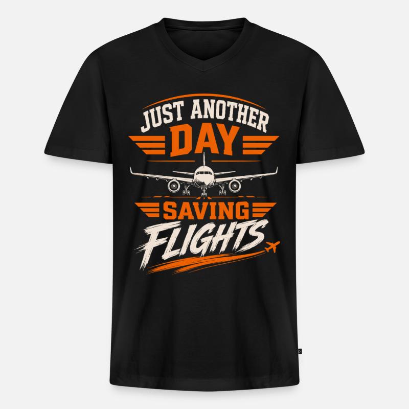 Luftfahrt Technik Wartung Flugzeug Profi - Männer Premium Bio T-Shirt mit V-Ausschnitt - Schwarz