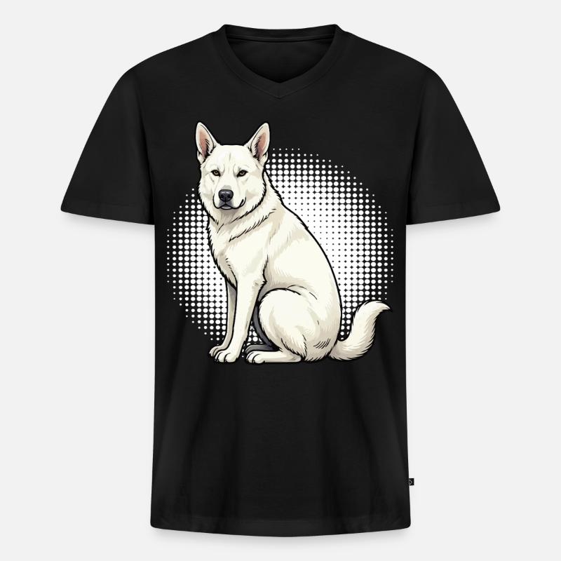 Weißer Schäferhund Schäferhund Schäferhunde - Männer Premium Bio T-Shirt mit V-Ausschnitt - Schwarz