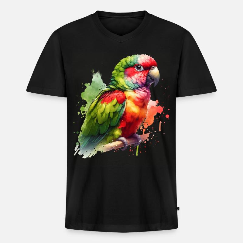 Alexandrasittich Geschenk - Männer Premium Bio T-Shirt mit V-Ausschnitt - Schwarz