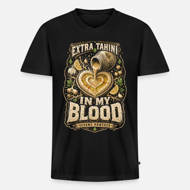 Libanon Libanese Extra Tahini - Männer Premium Bio T-Shirt mit V-Ausschnitt - Schwarz