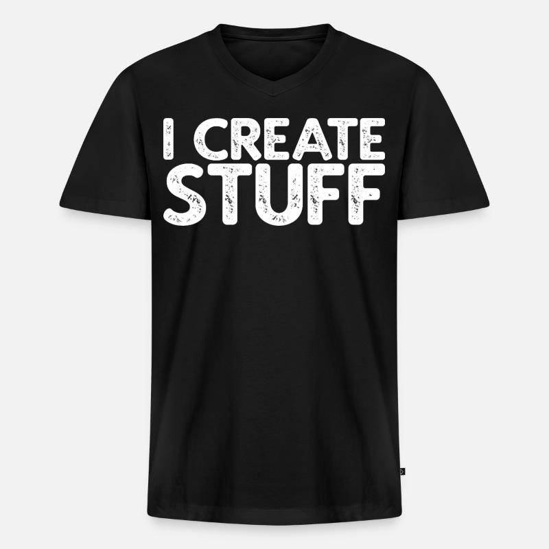 I Create Stuff - Männer Premium Bio T-Shirt mit V-Ausschnitt - Schwarz