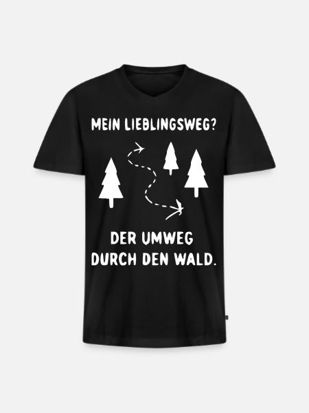 Waldweg Umweg Illustration - Männer Premium Bio T-Shirt mit V-Ausschnitt - Schwarz