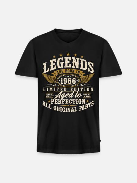 1966 Né 60e anniversaire 60 ans - T-shirt encolure en V Premium bio Homme - noir