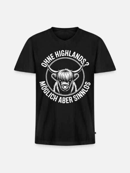 Highland Rind Maskottchen Logo - Männer Premium Bio T-Shirt mit V-Ausschnitt - Schwarz