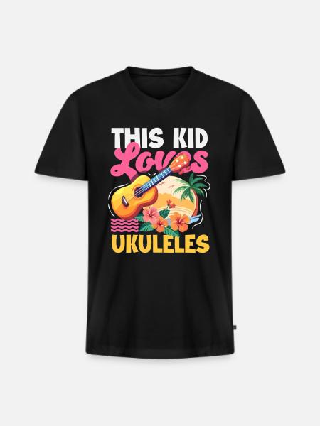 Lustiges Ukulele Designs Und Sprüche - Männer Premium Bio T-Shirt mit V-Ausschnitt - Schwarz
